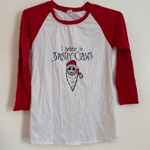 Disney Nightmare Before Christmas Red and White Long Sleeve Tee unisex